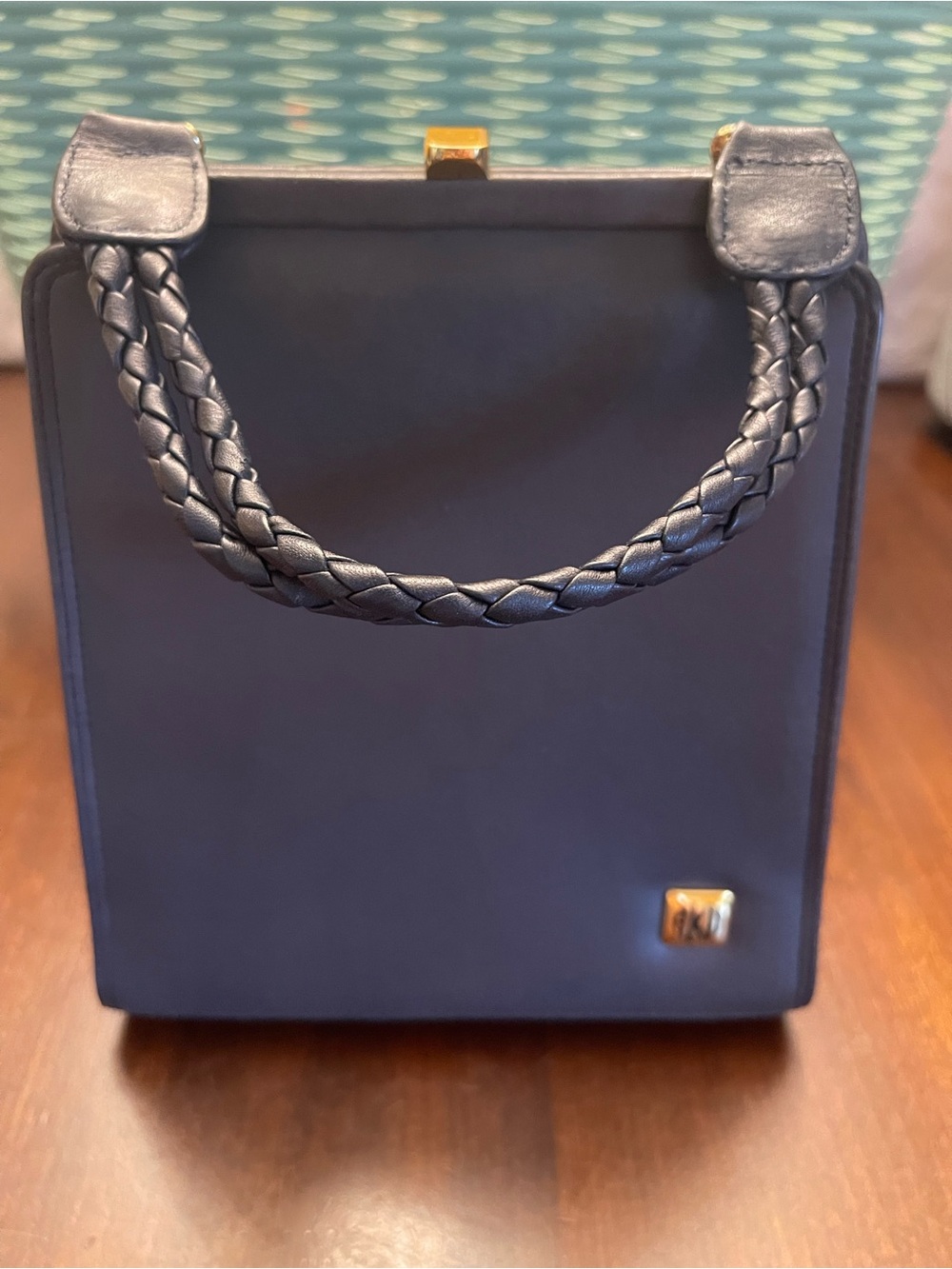 Vintage Anne Klein II Black Leather Women's Satchel Handbag With Braided Handle - Picture 3 of 10